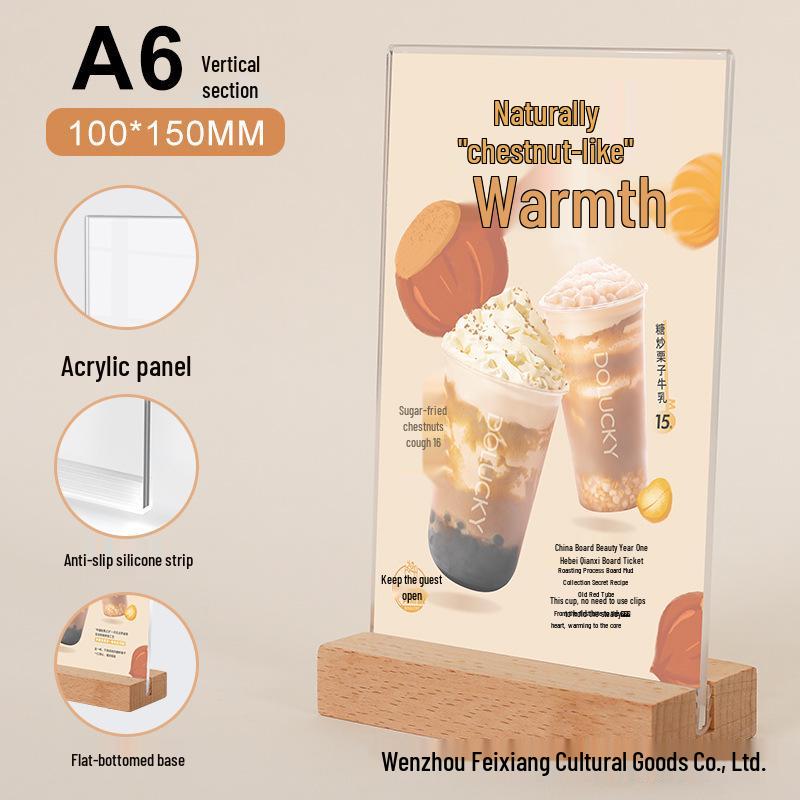 

Acrylic & Wood Magnetic A4 Table Card Holder Stand for Menus and Signs