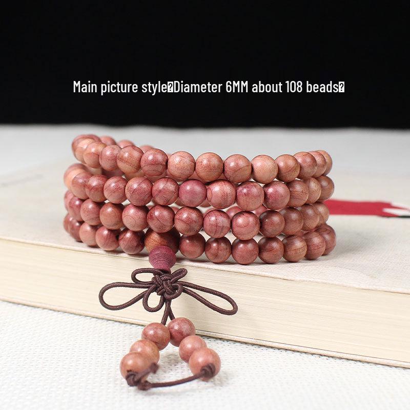 Cypress Hand String 2.0: Fragrant Wood Buddhist Beads Bracelet for Couples, 108 Red Blood Skin Cypress Beads