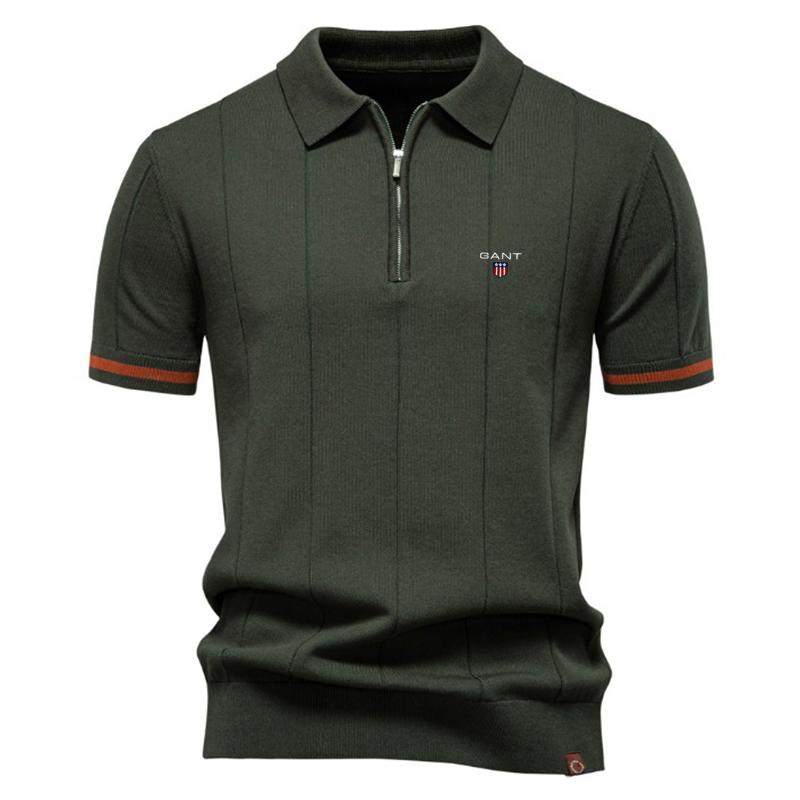 Gant Spring/Summer Embroidered New Men's Business Casual Woolen Polo Shirt, Flip Collar Knitted Polo Shirt, Short Sleeve