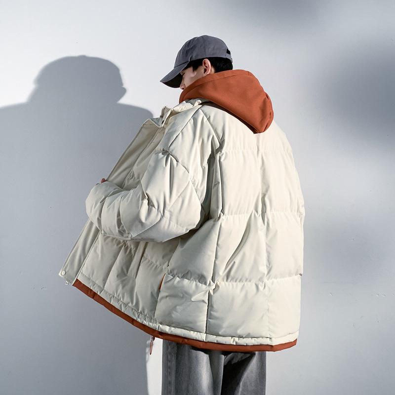 Cotton clothes fake two coats men's new loose bag clothes thickened warm winter solid color hooded cotton-padded clothes