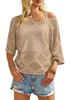 Women's European/American Loose Knit Sweater: Solid Color, Hollow Mesh Design