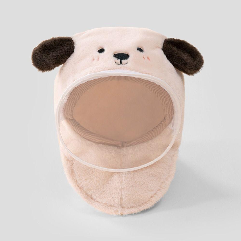 Plush Windproof Hat Thicken Kids One-Piece Hat Cute Cartoon Integrated Scarf Hat