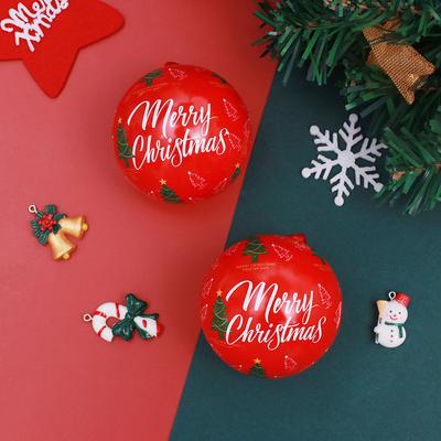 Christmas Round Ball Box Tinplate Candy Box Christmas Tree Decorations Candy Jar Xmas Tree Hanging Ball Candy Cans Kids Gift