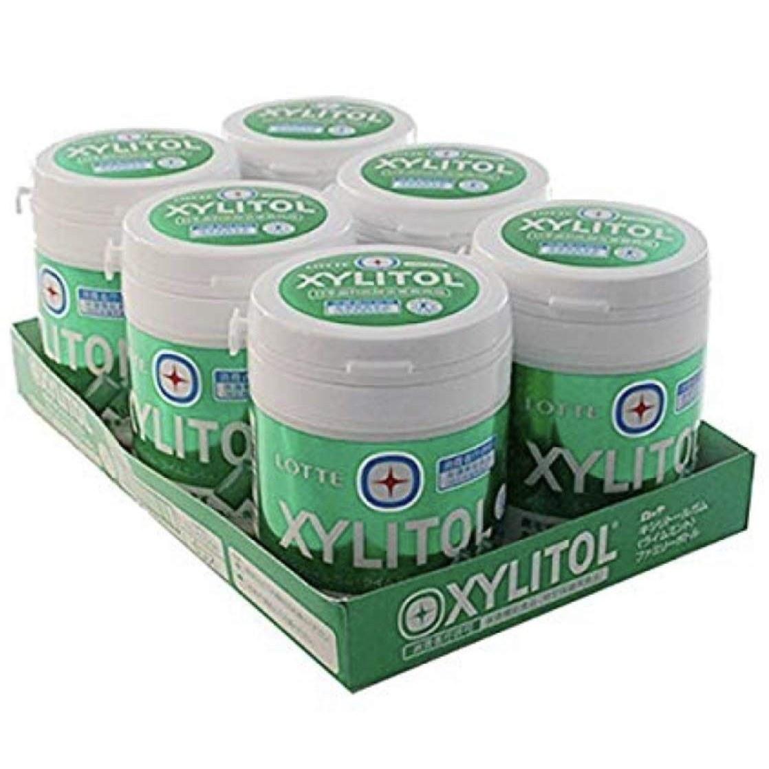Lotte Xylitol Gum Lime Mint Family Bottle 143g x 6 pieces Specific Health Food Tokubetsu Hokenyou Shokuhin