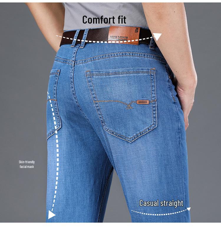 Herren Trendige Straight Stretch Jeans mit mittlerer Bundhöhe - Jugendlicher & Mittelalterlicher Stil