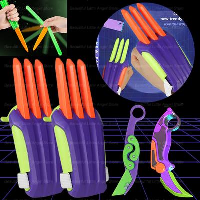 New 3D Carrot Gravity Claw Fidget Toys Decompression Push Card Toy Antistress Cute Turnip Knife Stress Relief Boy Cool Toys Gift