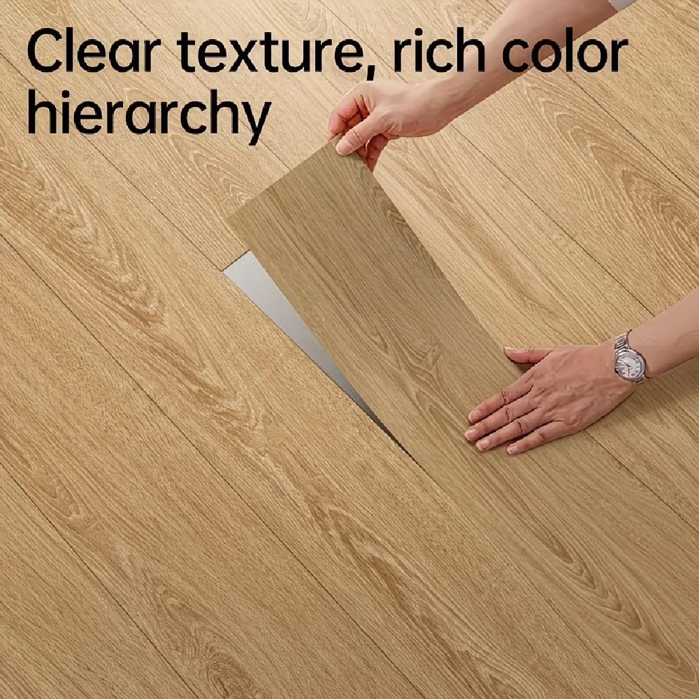10pcs 40cmX15cm Self-Adhesive PVC Flooring Strips Thick Wood Grain Floor Stickers Waterproof Wear-Resistant Flooring Home Office