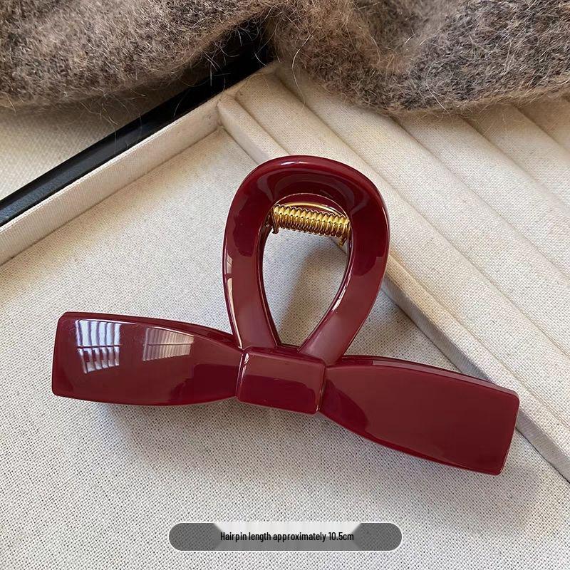 

Korean Style Large Bow Hair Claw Clip for Women - High-End Shark Hair Clip for Bangs красный