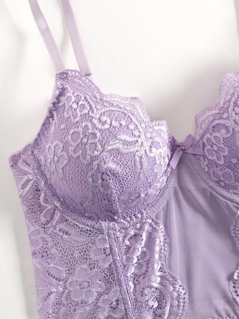 Multi-Color Lace Sexy See-Through Push-Up Camisole and Fishbone Bra Lingerie