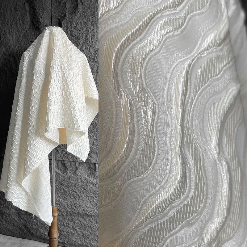 Tridimensional Water Wave Texture Striped Fabric High-end Creative Hat Coat Pants Dress Clothing Desinger Fabric