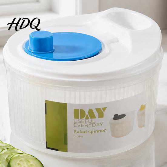 Kitchen Tool for Vegetables Vegetable Salad Spinner Manual Quick Drying Fruit Washer Multi Functional with Dehydrator Slicing Blade Design,