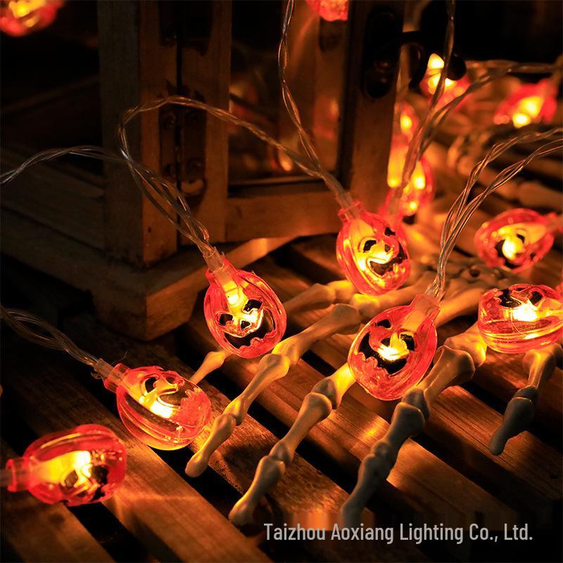 Halloween LED String Lights - Pumpkin, Spider, Ghost, Horror Decor, Marigold Colored Small Lights