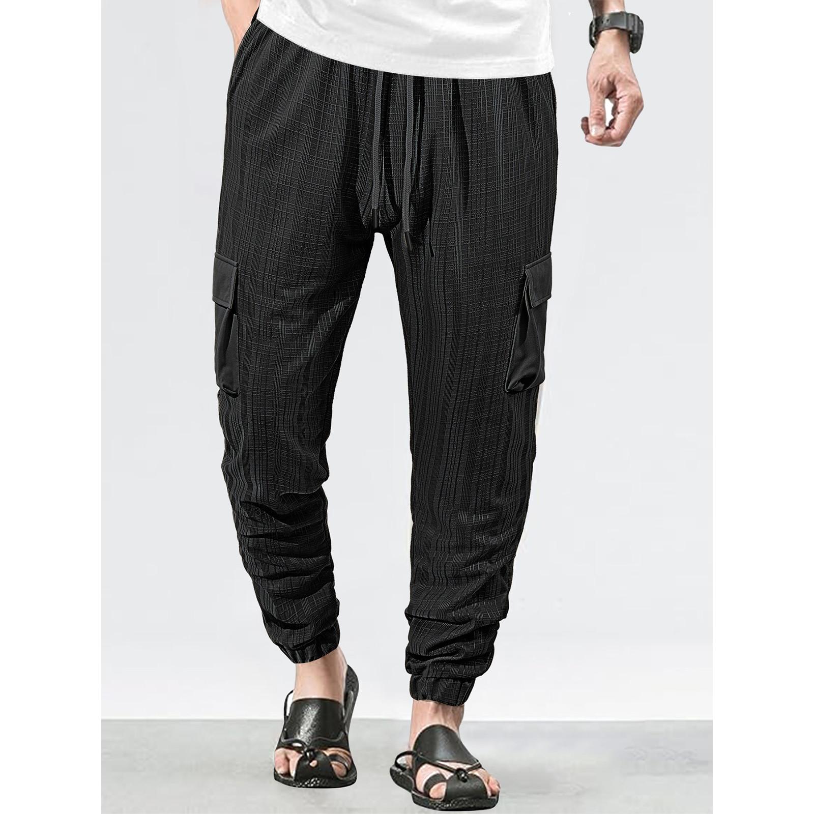 

Men S Sports Pants Loose Running Casual Drawstring Pants Work Pants XXXL чорний