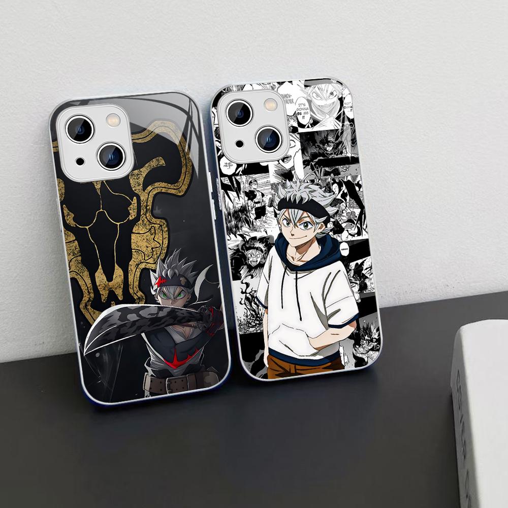 Black Clover Phone Case Tempered Glass For Iphone 14 13 12 11 Pro Mini XS MAX 14Plus X XS XR Fundas