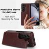 Credit Cards Slot Leather Phone Case For Samsung Galaxy Z Fold 7 Fold 6 5 Fold 4 3 Wallet Kickstand Shockproof Cover