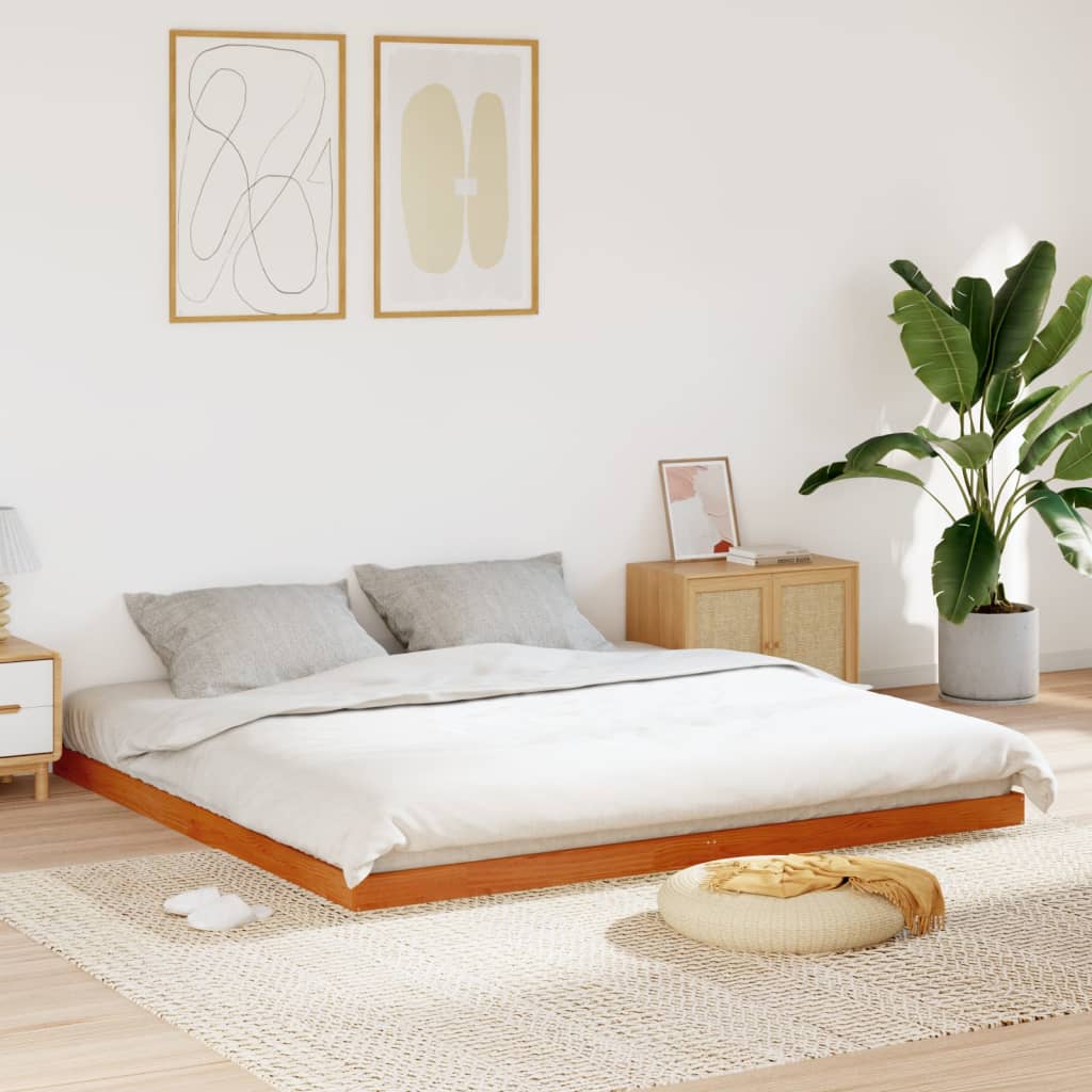 Vidaxl Estructura de Cama, Marrón Cera, 200x200 Cm, Madera de Pino Maciza
