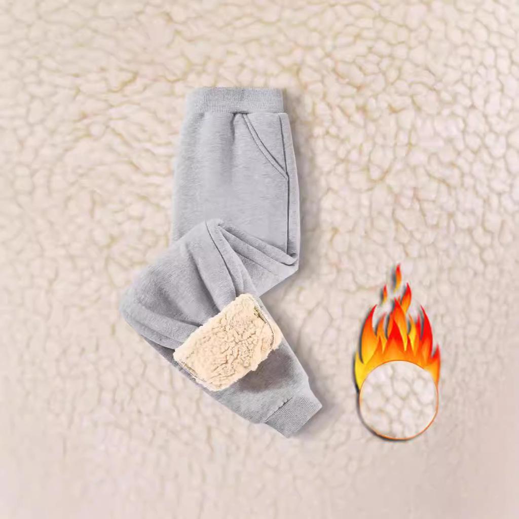 Kids Autumn Winter Warm Sports Long Pants Casual Trousers Fleece Pants