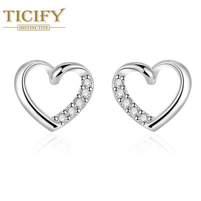 Heart -shaped Earrings Small Fresh Design Simple and Fashionable Temperament Earrings Inlaid Zircon
