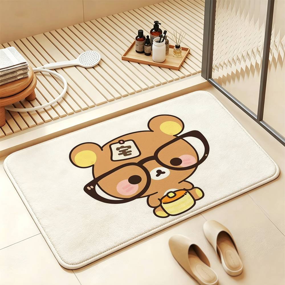 So Lovely R-Rilakkuma-S bear Anti‑Slip Floor Mat Short Plush Rug mat Soft Comfortable Machine Washable Home Decor