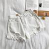 Women's High Waist Ripped Denim Shorts - Summer A-line Slimming Wide Leg