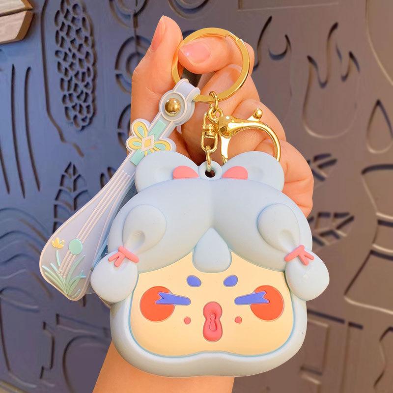 Cartoon Exquisite Datang Lady Change Bag Keychain Creative Women'S Schoolbag Pendant Car Key Chain Gift