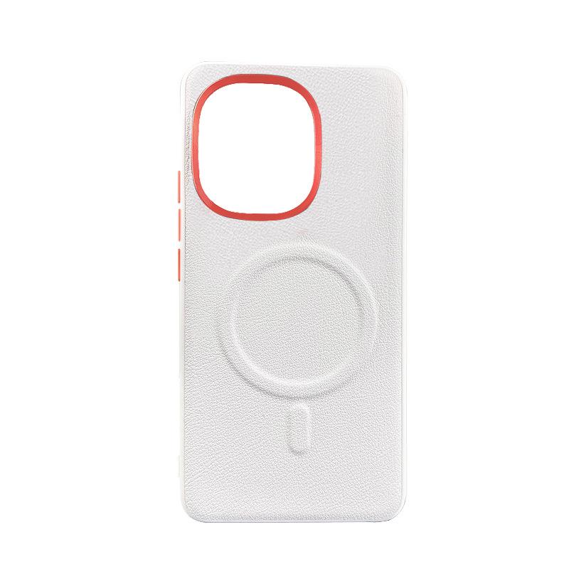 Leather Case For OnePlus 13S 1+ 13T Magsafe Metal Aluminum Alloy Lens Frame Protection Anti-slip Grip Plain Vegan Leather Cover