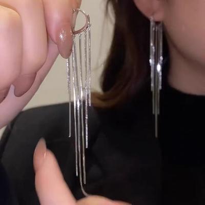 2026 Exaggerated Long Silver Colour Tassel Earrings for Woman Simple Personality Fashion Earrings Wedding Jewelry Birthday Gift