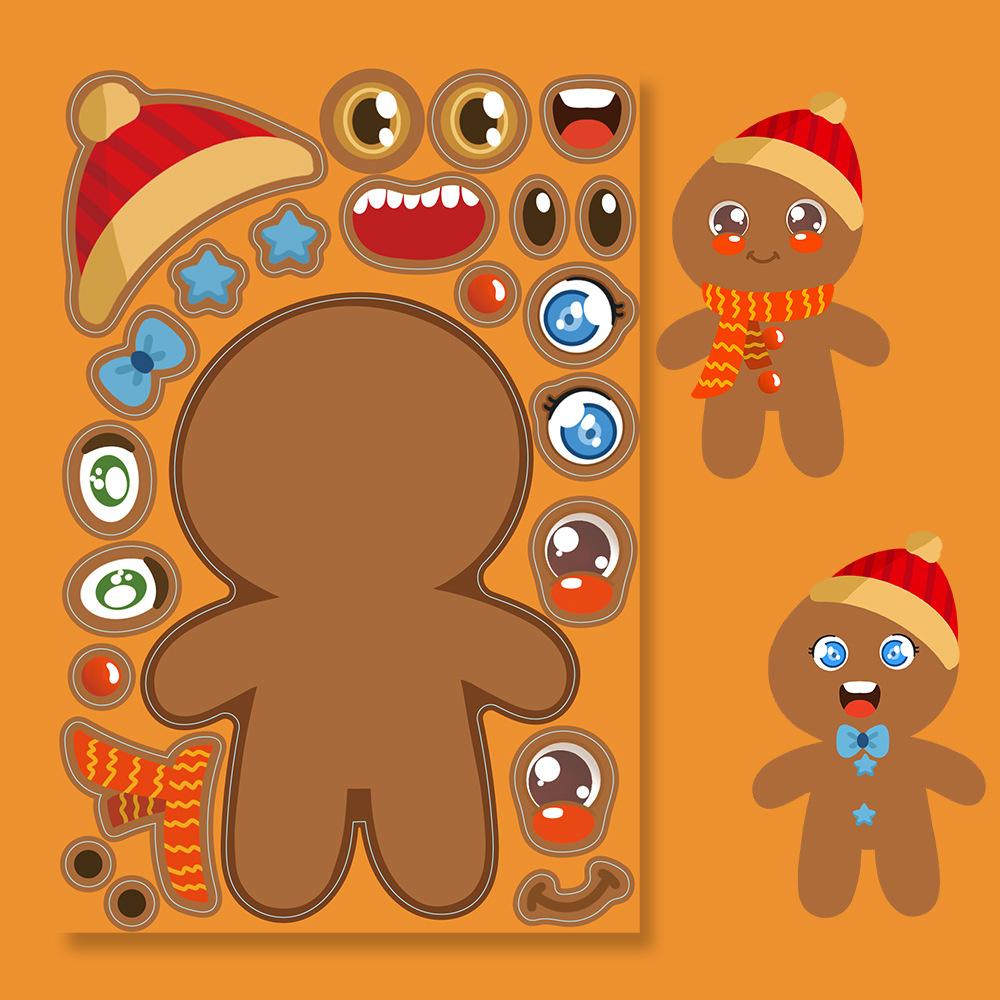 8 ks Vánoční Puzzle Samolepky Dětské Kreslené Santa Sněhulák Vánoční Stromeček Samolepky Party Dekorace DIY Skládání Voděodolné Samolepky