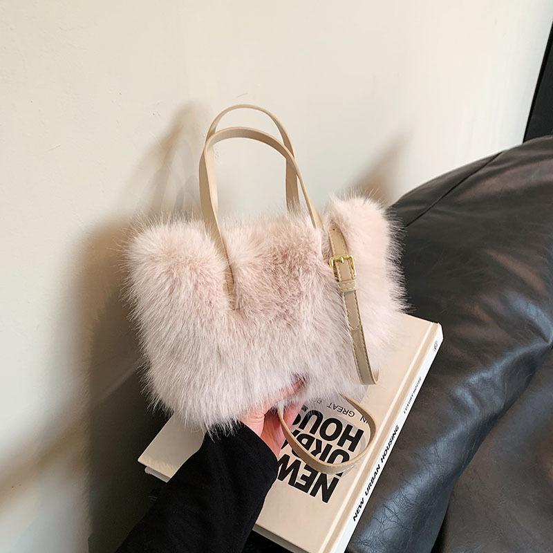 

Плюшевая сумка женская осенне-зимняя портативная сумка-ведро высокого класса на плечо/мессенджер белый