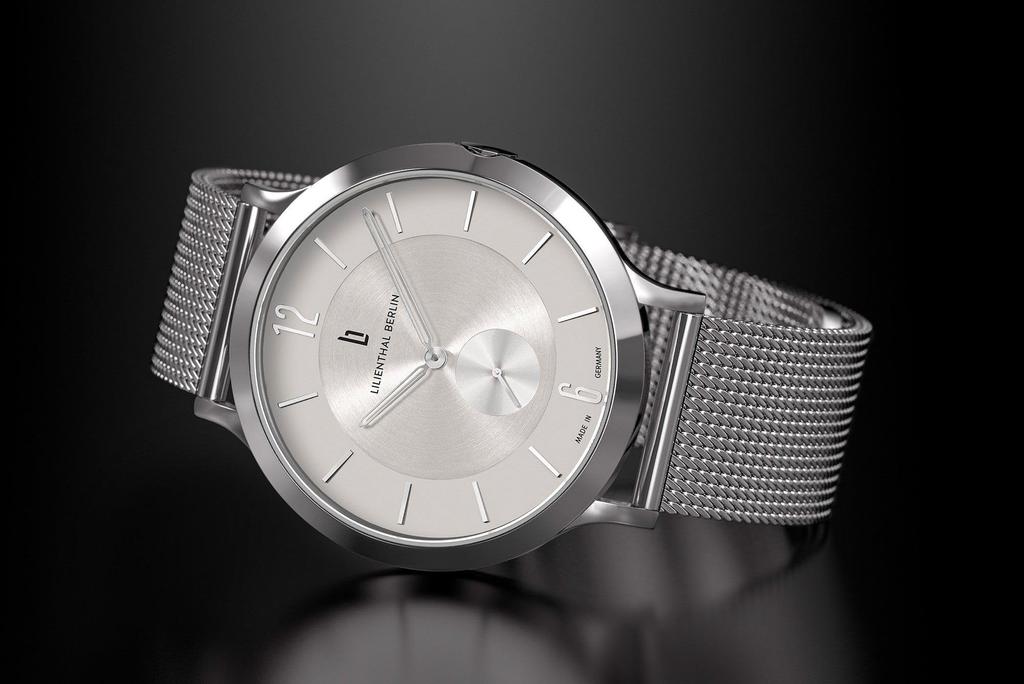 Lilianthal Berlin Srebrny Zegarek z Małą Sekundą Made in Germany, L01-115-B023AS