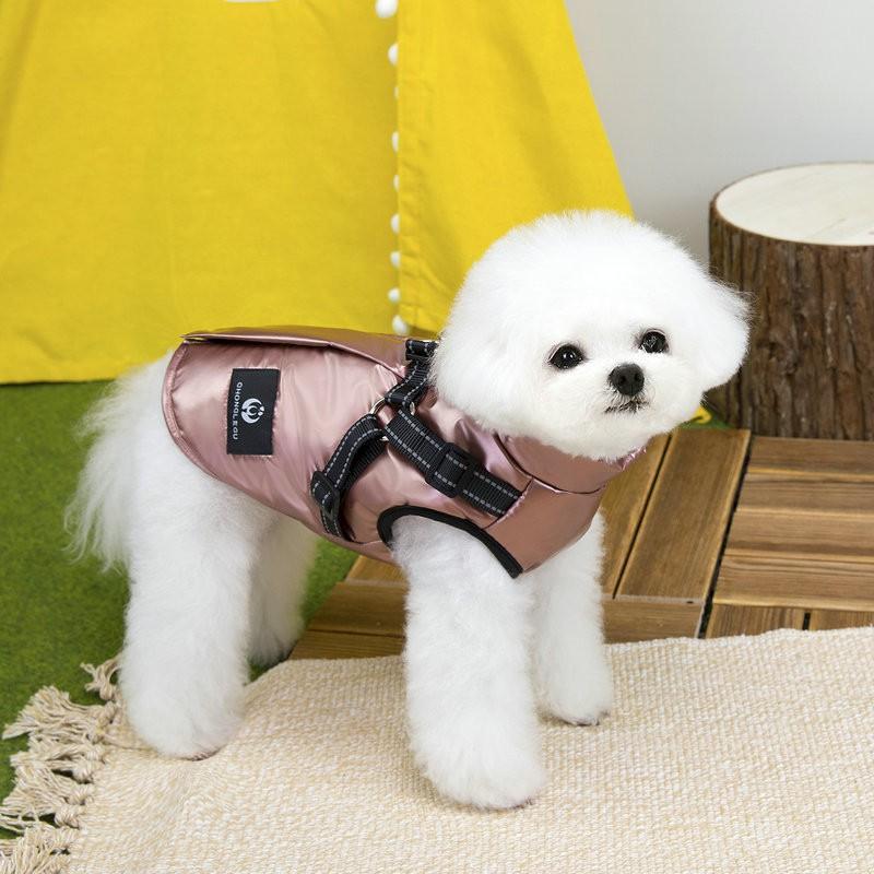Pet Winter Vest Dogs Waterproof Padded Chest-Back Design Reflective Stripes Casual Wear