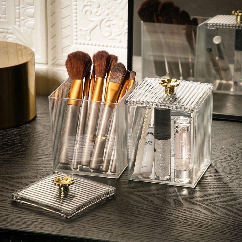 Acrylic Cotton Swab Cotton Pad Storage Box Desktop Dresser Dustproof Transparent Makeup Remover Cotton Lipstick Cosmetic Box