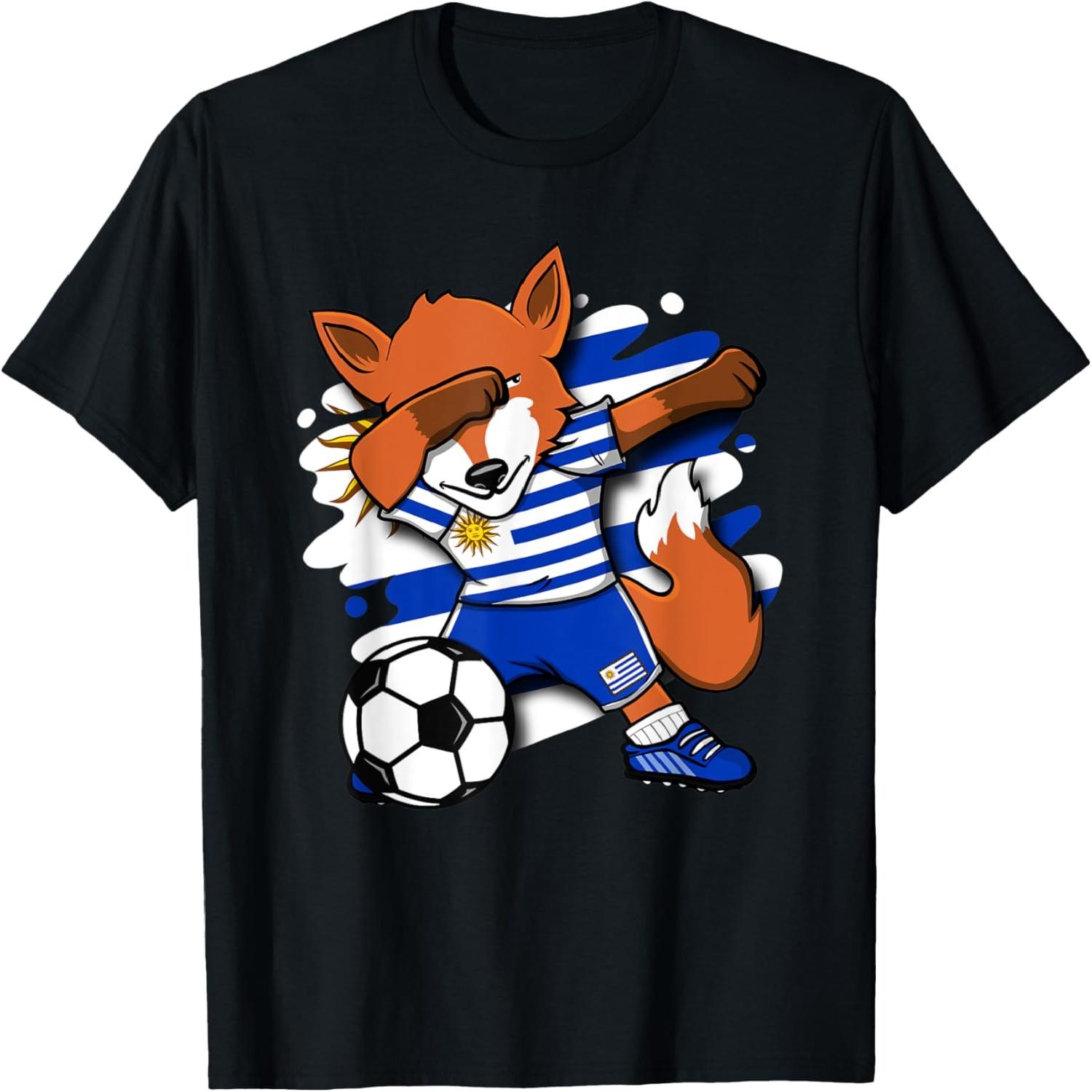 Dabbing Fox Uruguay Soccer Fans Jersey Uruguayan Football T-Shirt S