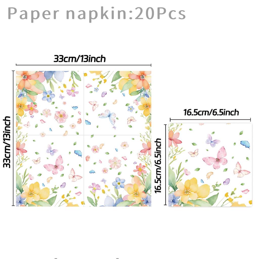 Pink Spring Butterflies Party Set: Tablecloth, Plates, Banner & Photo Props