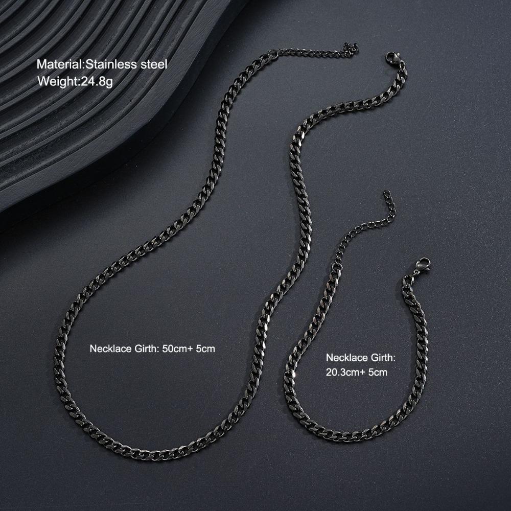 3pcs Set Punk Style Dark Stainless Steel Cross Necklace Bracelet Rings Set for Men Personality Hip Hop Rock Jewelry Set Gift