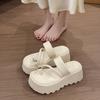 Thick-bottomed set of toe cool slippers for women's summer wear 2025 new models with skirts, high-end super fire silver beach one-word drag