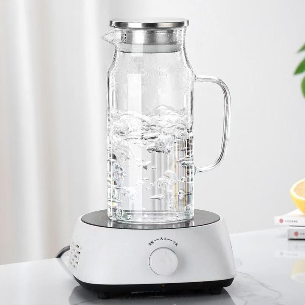 Barley Tea Pitcher, 1500ml Teapot, Stovetop-Safe, Stainless Steel Lid, Refrigerator-Safe, Wide Mouth, Easy to Clean