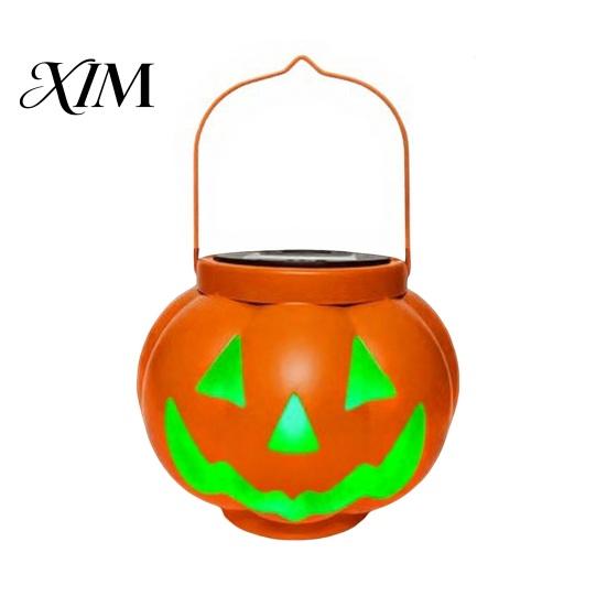 Weatherproof Solar Powered Lanterns Halloween Pumpkin Lantern, Waterproof Outdoor Hanging Light, Orange Compact Lights for Walkways Spooky Face