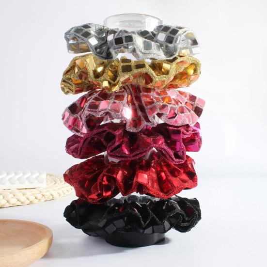 Hair Tie Square Sequin Decoration Elastic Fabric Hair Band No Damage Decorative Hair Rope Hair Accessories