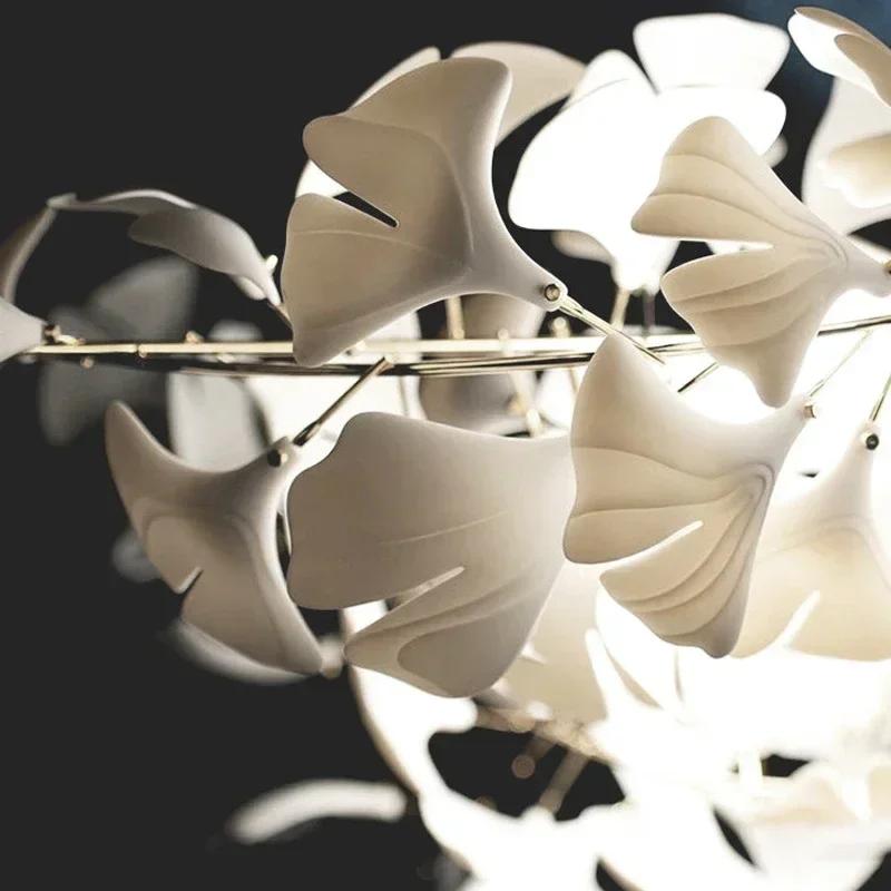 Modern creative LED porcelain ginkgo Chandeliers hotel living room home decoration lamp Nordic restaurant art island Chandeliers