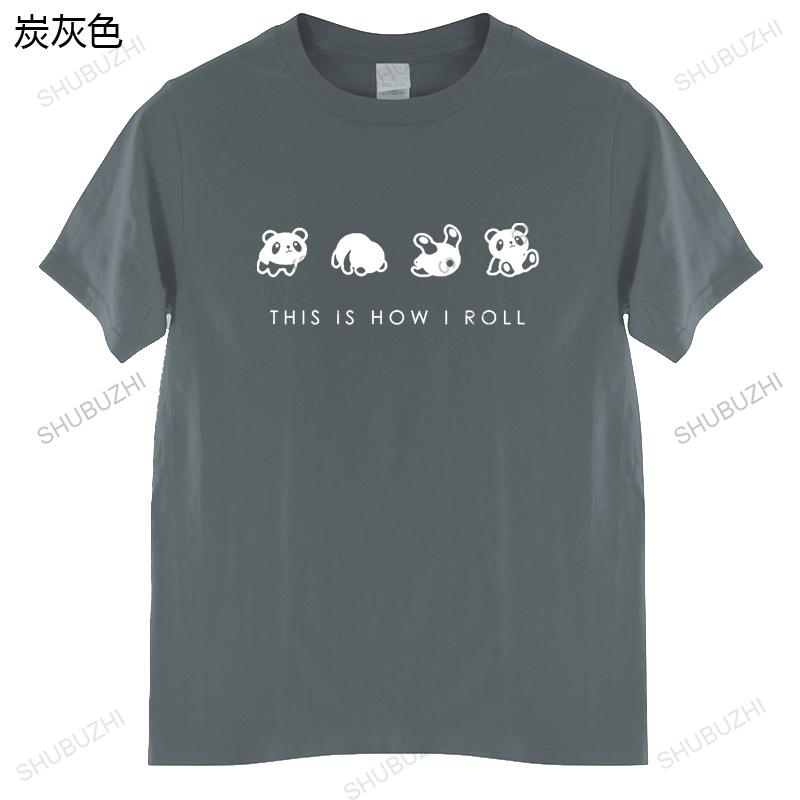 Cute Panda This Is How I Roll Pattern Short Sleeve Unisex Fashion Loose T-shirt Man Korea Harajuku Tshirt Female Basic T Shirt