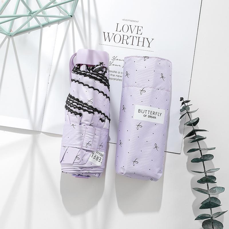 

Мини-карманный зонт, модный женский легкий складной зонт от дождя или дождя с бантиком и защитой от ультрафиолета, зонт с защитой от ультрафиолета