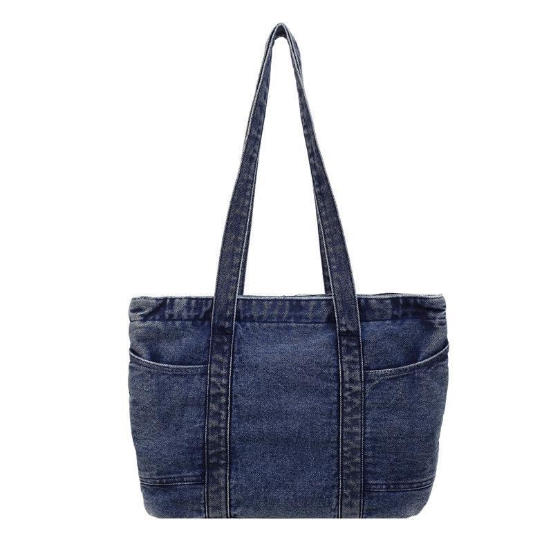 Women's Large Canvas Denim Tote - Lightweight and Versatile Shopping or Student Bag