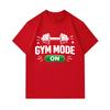 Mens 100% Cotton Crew Neck Short Sleeve T-Shirt, Casual Funny Gym Mode On Dumbbell Print Tees, Fitness Workout Athletic Pullover Tops for Daily Gym We