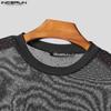 INCERUN Men Long Sleeve Mesh Sheer See Through Tops Skinny T-Shirts