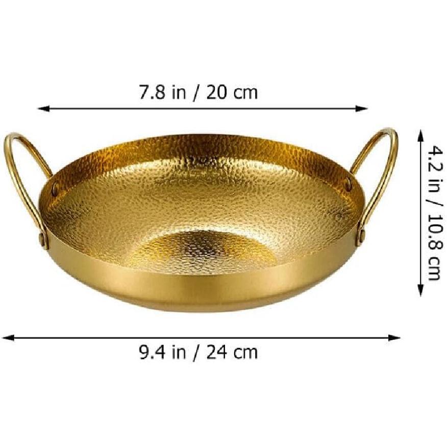 Milisten Stainless Steel Dry Pot, Japanese Shabu Pot Salad Serving Pot, Korean Soup Pots Mixing Skillet Pan, Stir Fry Pan Stockpot Cookware for