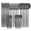 Black Gold Cutlery Set Knives Dessert Fork Tea Spoon Flatware Dinnerware Stainless Steel Dinner Silverware Kitchen Tableware Set