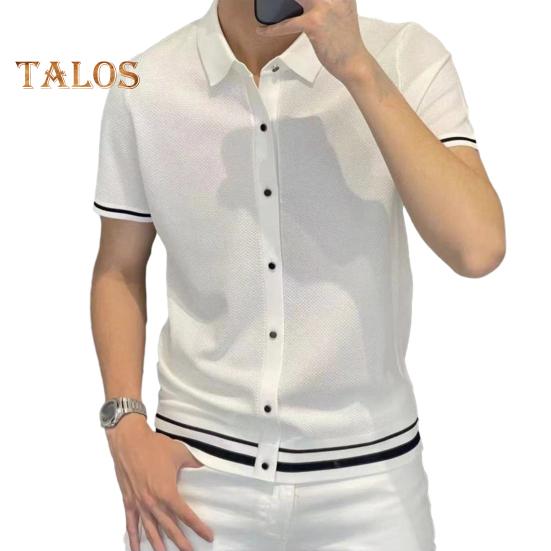 

Мужская рубашка с лацканами, коротким рукавом, пуговицами, планкой, рубашка с полосками, дышащая летняя повседневная рубашка