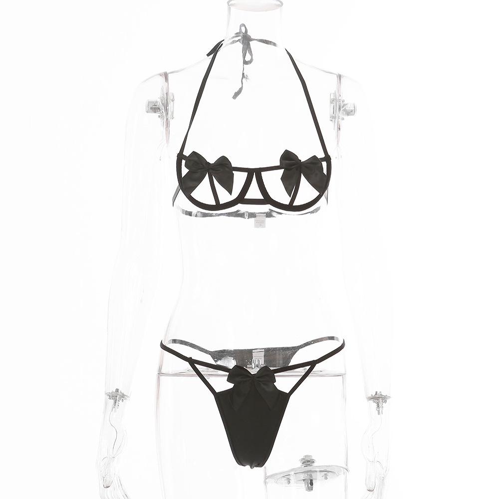 Red Cutout Sexy Women's Lingerie Set - Three-Piece European & American Style