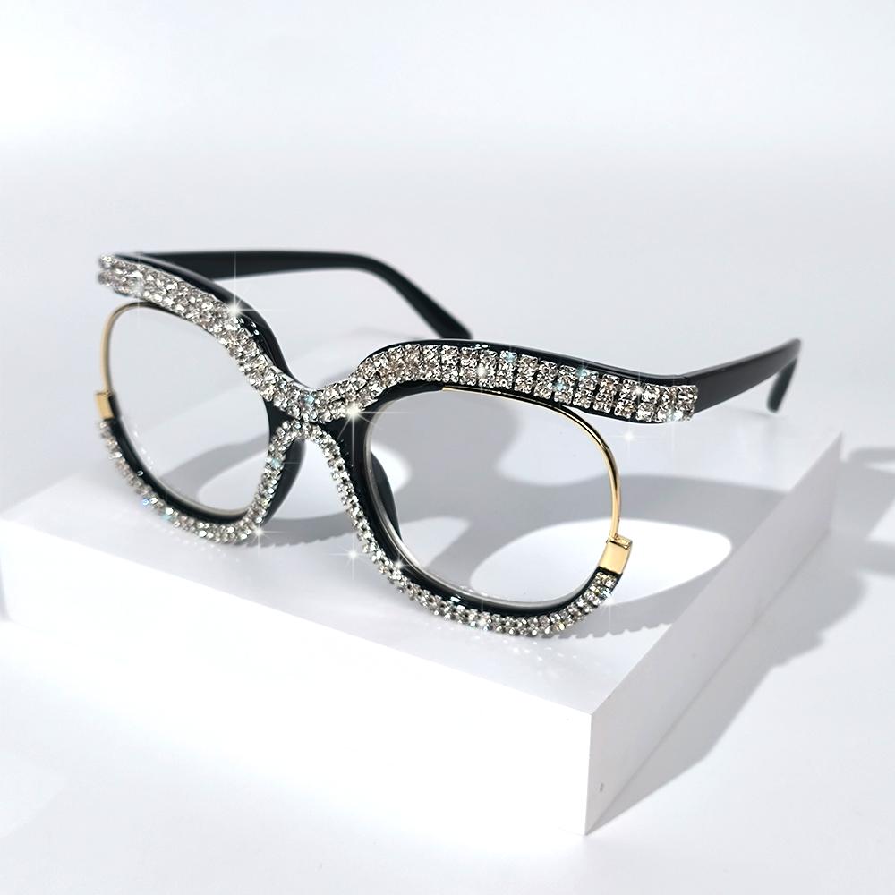 Fashion Cat Eye Reading Glasses with Rhinestone Embellishments - Suitable for Presbyopia From +1.0 To +4.0 Diopters